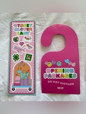 Stoney Clover Lane Pink Door Hanger & Colorful Sticker Sheet